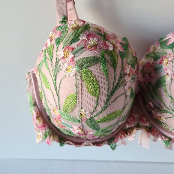 DREAM ANGELS VICTORIA'S SECRET-LILY EMBROIDERY PUSH-UP BRA -BLUSH PINK, 36DD - Picture 5 of 13